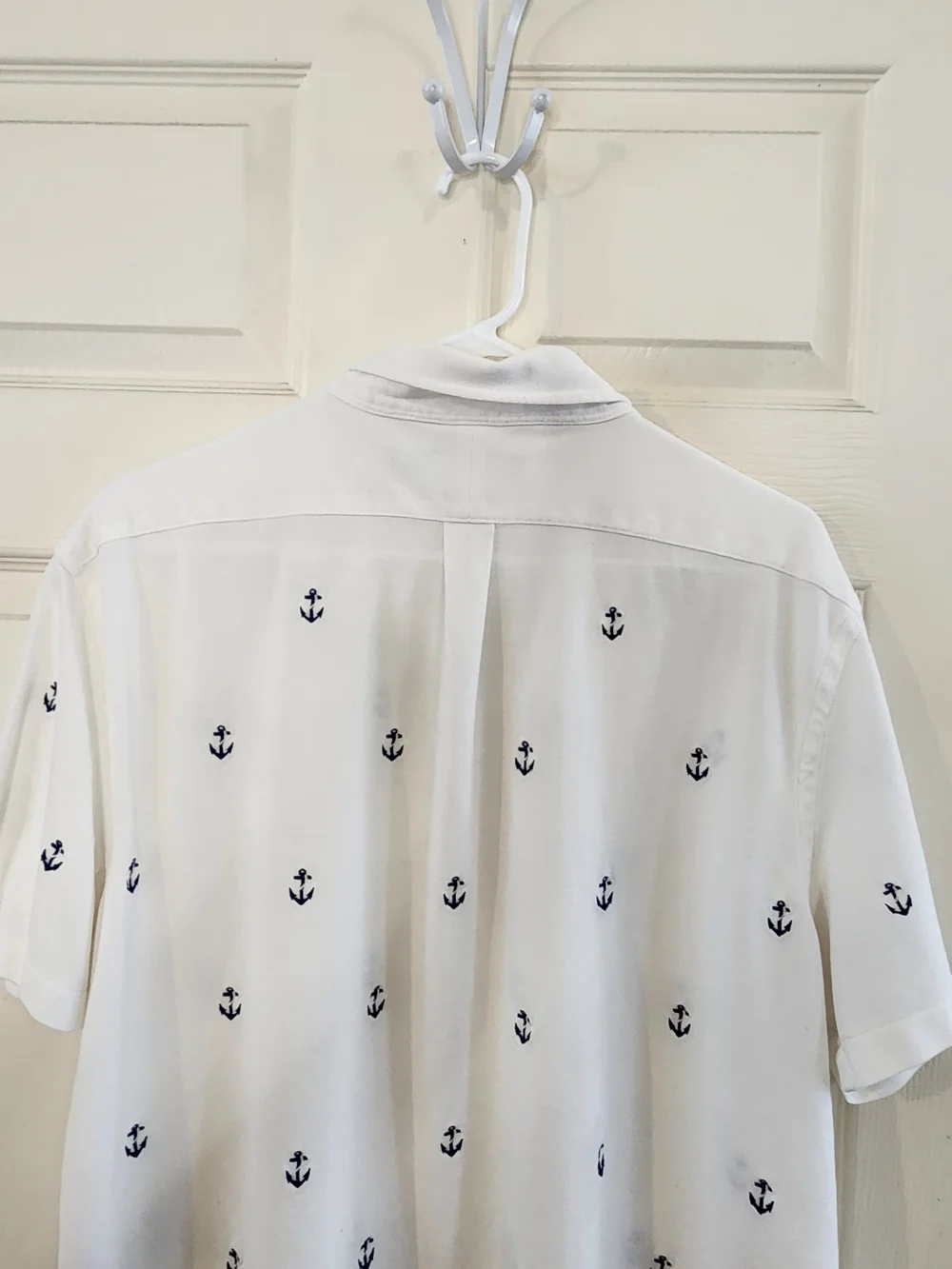 Ralph Lauren White Anchor-Embroidered Cotton Polo Shirt